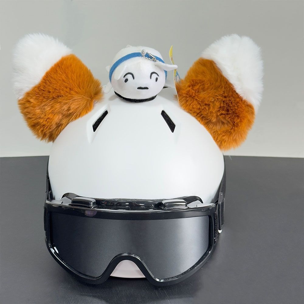 Ear Helmet Decoration for Motorcycles, Cute Plush Doll for Electric Vehicles, Ski Riders, Motorcycle Decorations, Detachable