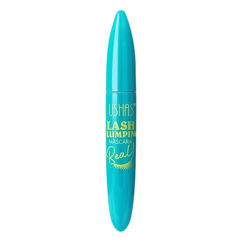 Mascara neutra de maquillaje explosivo transfronterizo USHAS grueso y largo rizado 4D impermeable fibra líquida mascara