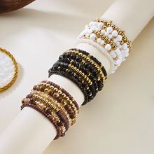 跨境外贸热卖串珠手链配饰 创意时尚百搭叠戴木珠水晶手串套装
