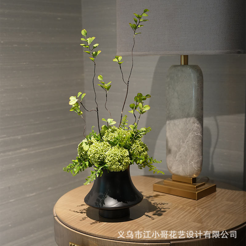 抖音爆款仿真绿植燕麦设计师成品花束植物摆件假花批发客厅拍摄