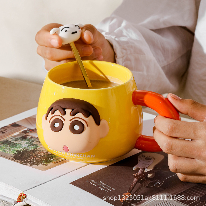 Crayón pequeño nuevo taza de cerámica encantadora taza de leche doméstica de alto valor de pareja taza de café regalo