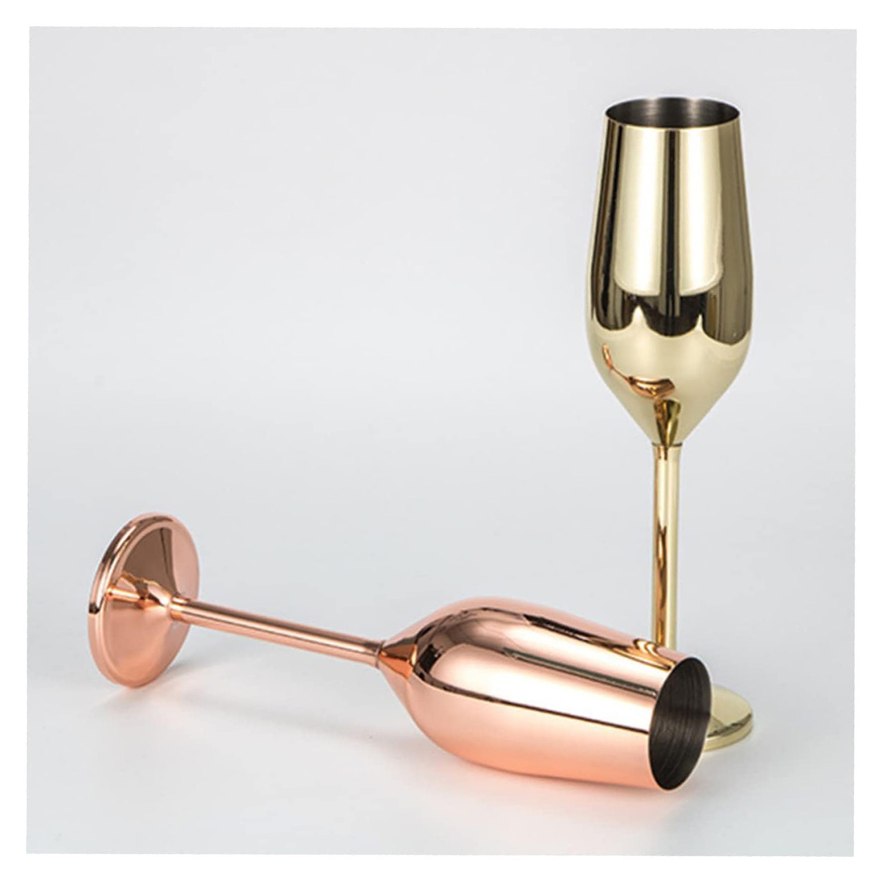 유럽 304 스테인레스 스틸 6oz 샴페인 유리 레드 와인 유리 드롭 방지 야외 식기 금속 고블