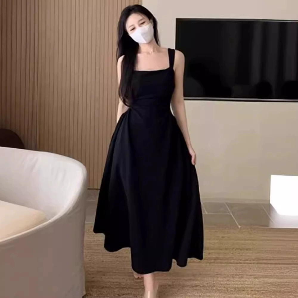 Женское черно-белое французское темпераментное платье весной и осенью