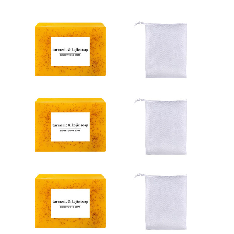 跨境外贸欧美TK款turmeric soap姜黄颗粒皂柠檬皂曲酸皂洁面套装|undefined