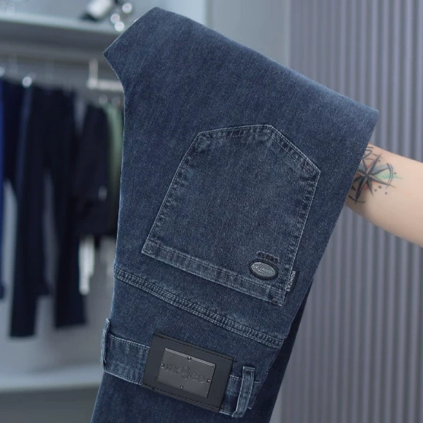 Мужские джинсы осень 2024 новые узкие прямые мужские повседневные длинные брюки молодежные джинсы мужские модные