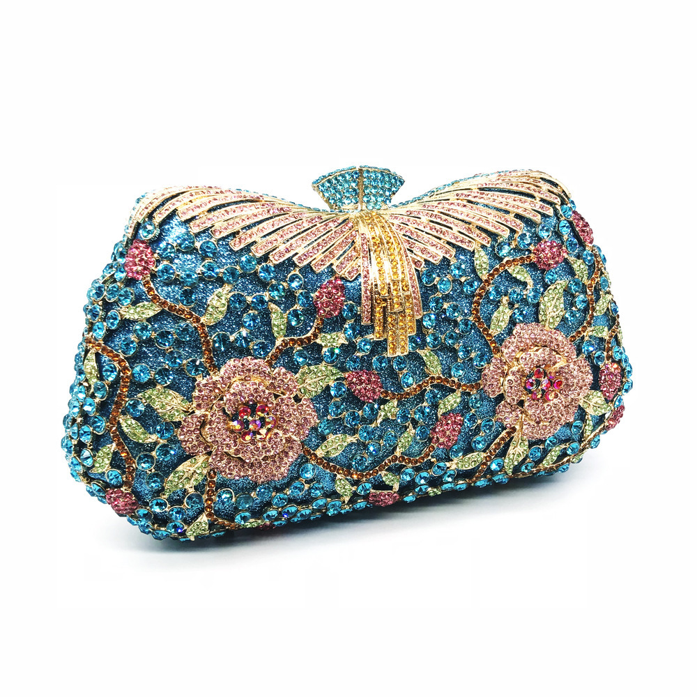 BL139 suministro transfronterizo bolsas de cena de diamantes bolsas de flores de diamantes de Europa y América bolsas de mano de damas de fibra