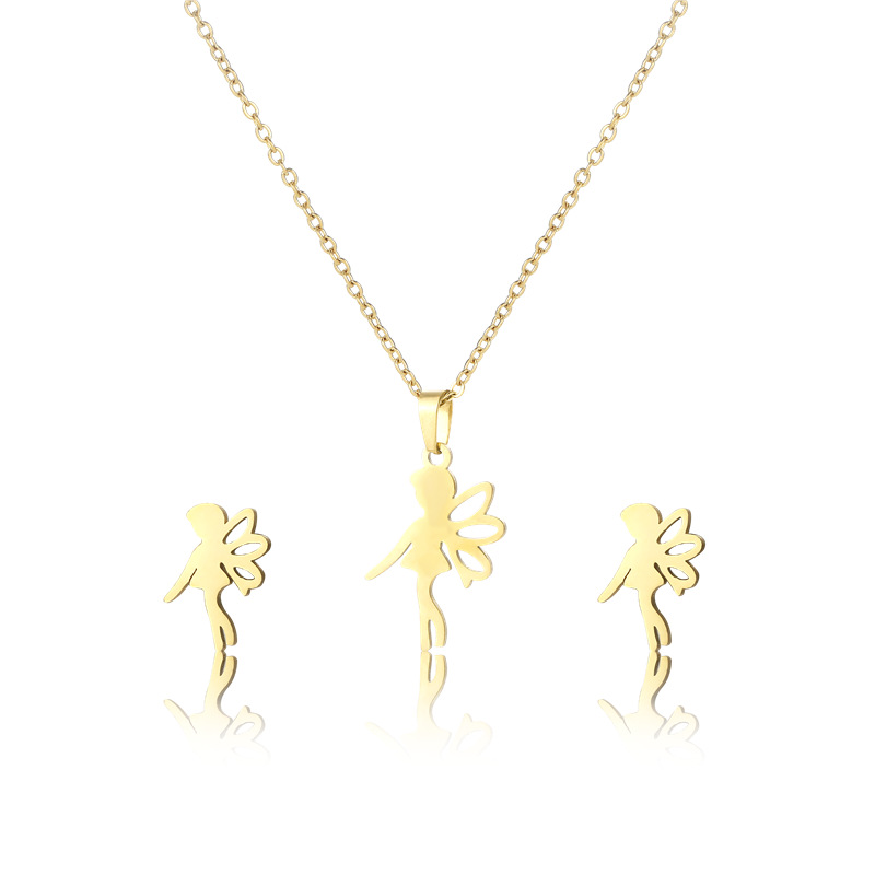 South American Ornament Female Cute Angel Pendant Stainless Steel Gold Clavicle Chain Niche Necklace