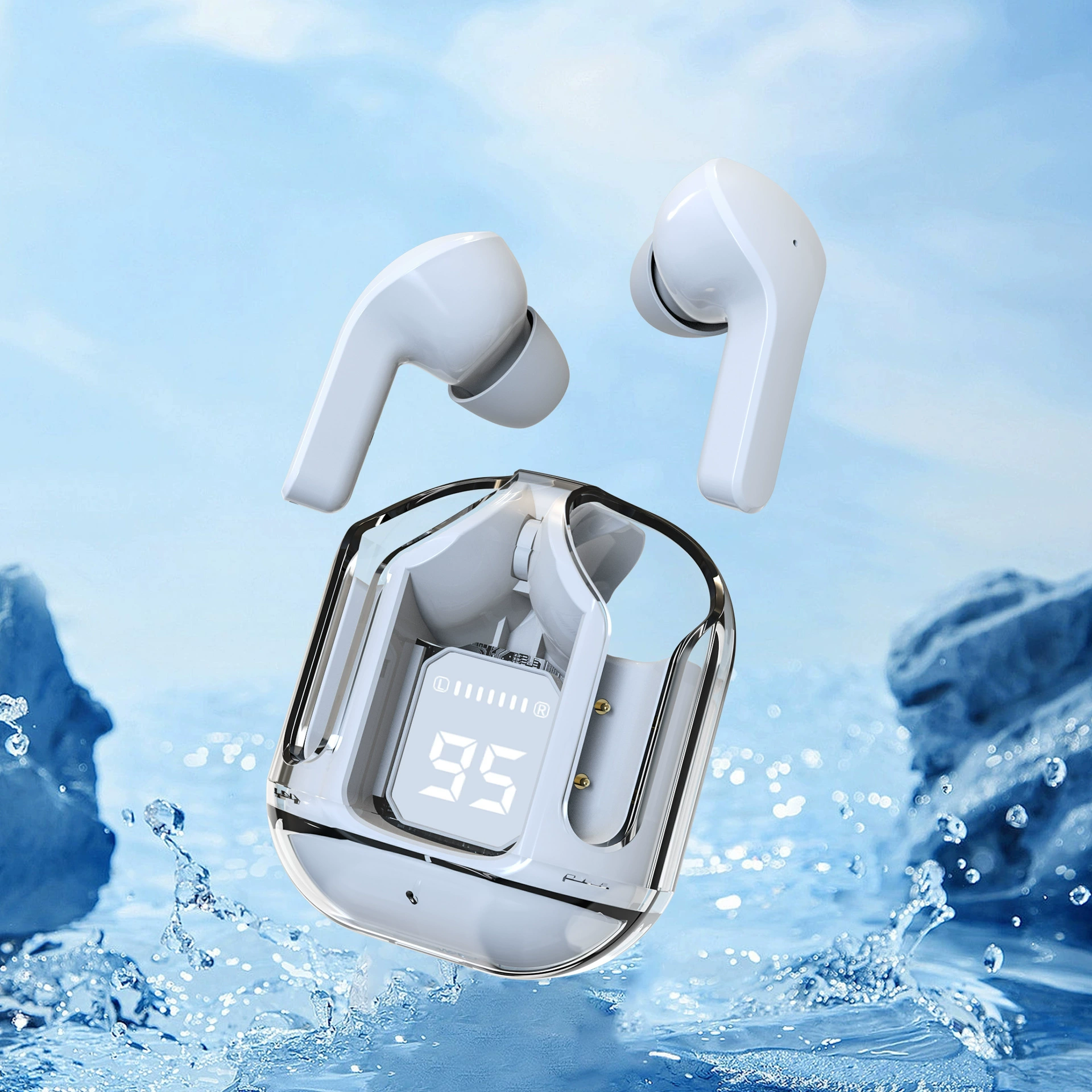 TWS‑наушники (AIR31) Bluetooth 5.3, прозрачный зарядный кейс, спортивные/игровые стерео