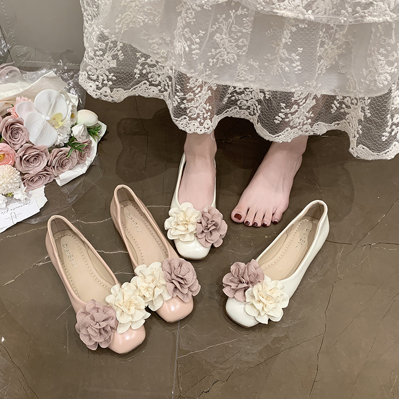 Square-toed Soft-soled Loafers For Women, 2026 Spring Autumn New Model, European And American Style, Color-blocked_vogvips.com