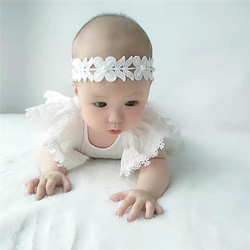 Princess Hair Accessories Pearl Lace Baby Hairband display picture 1