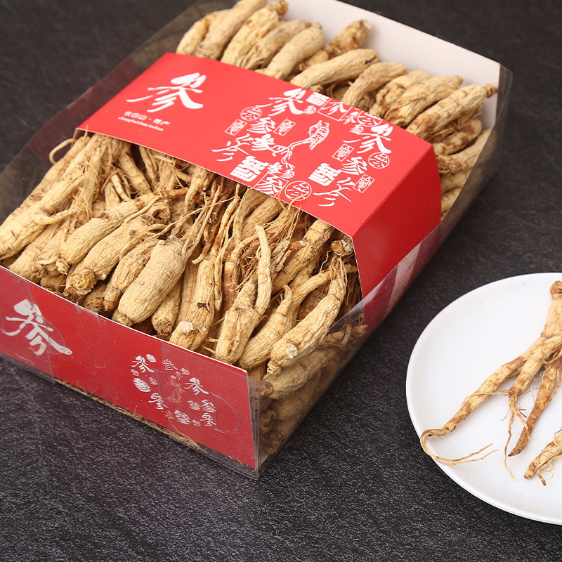 东北长白山人参干货人参干枝参500g盒装生晒现货50支左右送礼