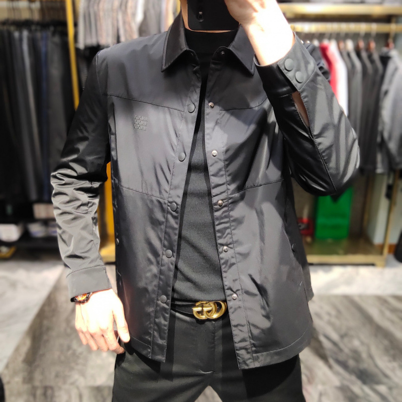 2025 Spring/Summer New Men's Jacket Color Turn-Down Collar Business Simple Versatile Slimming Korean High-End Trendy Coat