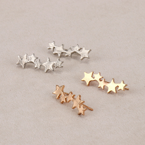 Korean style trendy five-pointed star fashion creative earrings simple and exquisite ear clips popular earrings manufacturers wholesale can be shipped on behalf of