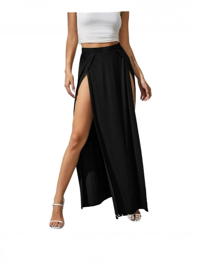 summer solid color fashionable long skirt
