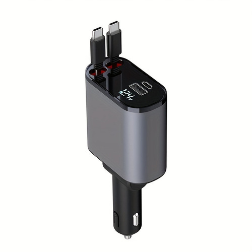 New car charger supports 100W super fast charging retractable cable quad-port cigarette lighter car charger