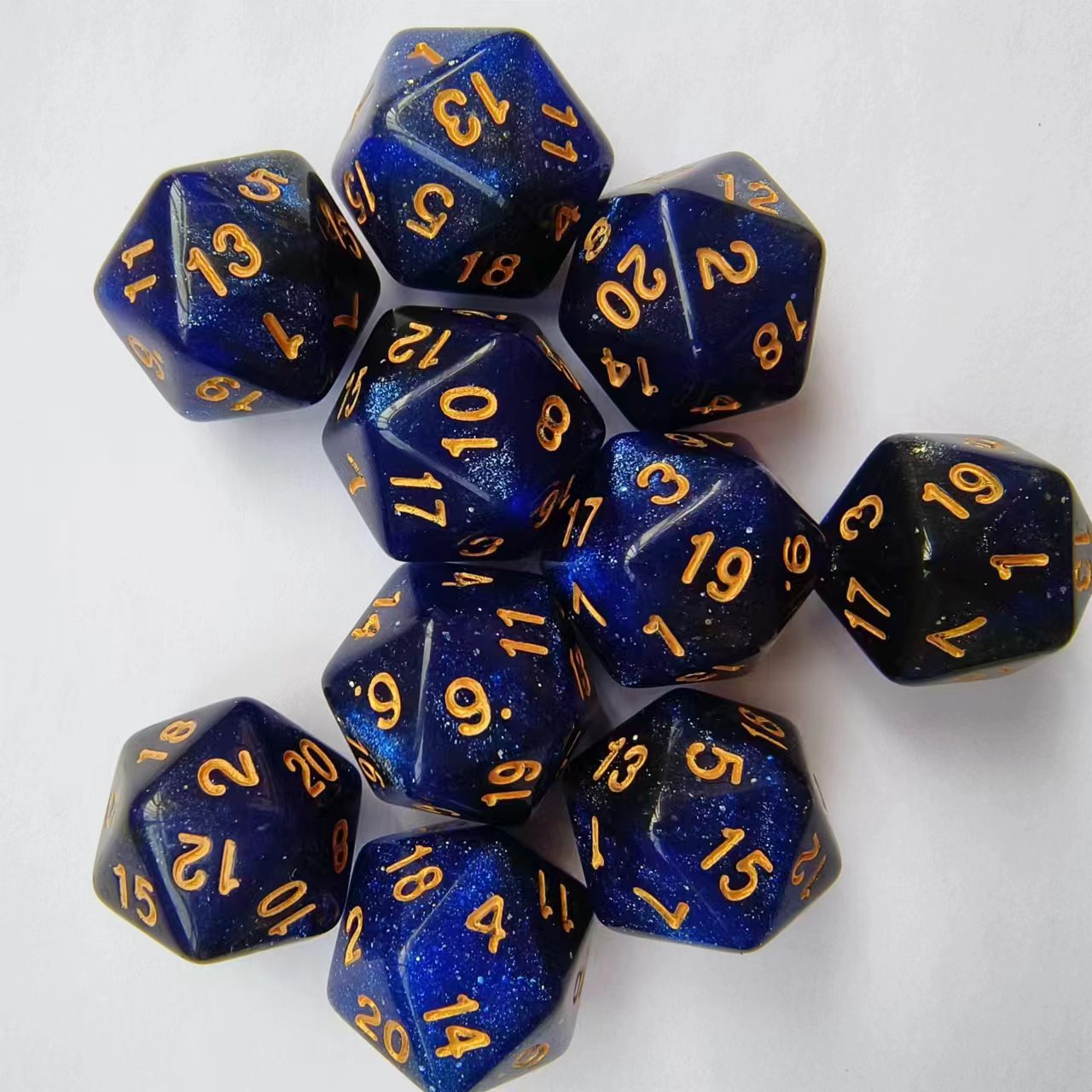 dual color running ball acrylic game number multi-faceted 20 sided dice starry sky crystal_voghion.com