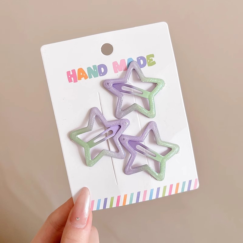 Pinza bb de color dopamina para niños cabello roto estrella de cinco puntas horquilla para niñas que no lastima el cabello, pinza para el cabello con flequillo para bebés, accesorios para el cabello lindos