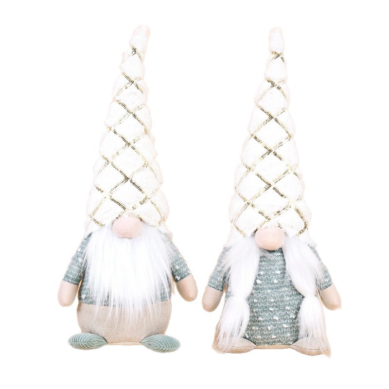 Nuevas decoraciones navideñas transfronterizas, adornos para ancianos sin rostro, sombreros de Navidad, muñecos de peluche enanos sentados