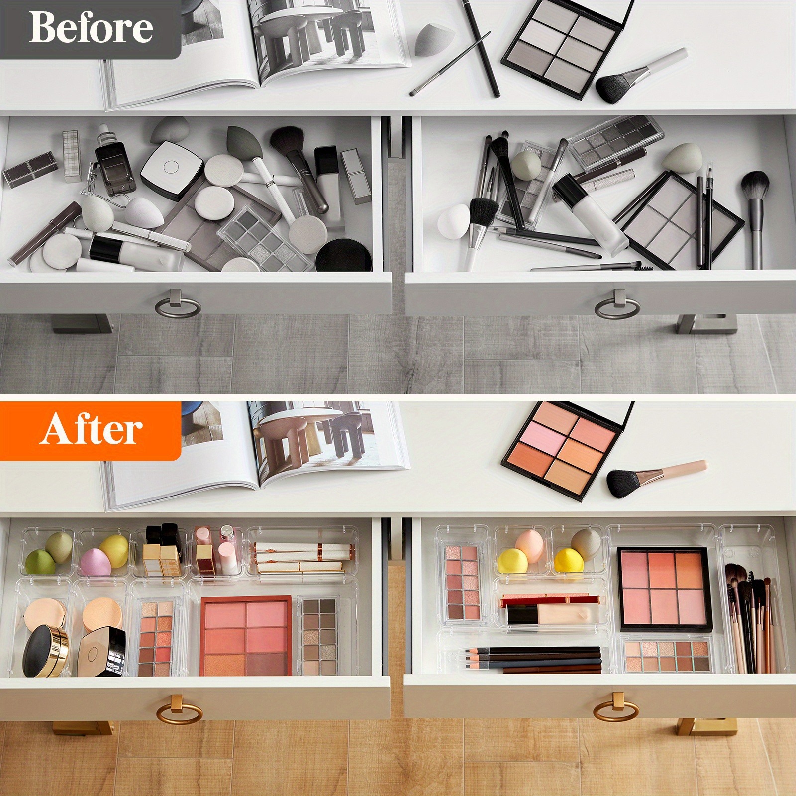 Organize transparent plastic kitchen supplies desk cleaning office multifunctional drawer PET storage box