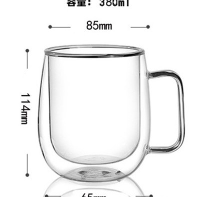 Venta directa de fábrica: Taza de café de vidrio de doble capa resistente al calor, taza creativa con asa, vaso de agua de vidrio de borosilicato alto, transfronterizo.