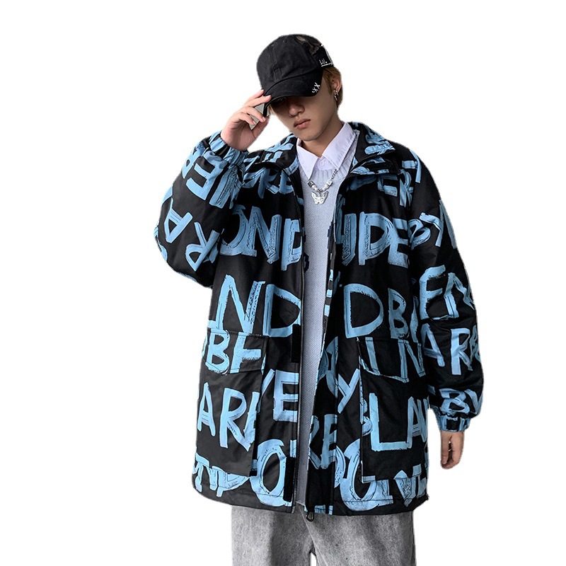 Men's Clothing thin cotton jacket jacket English letter printed cotton coat _voghion.com