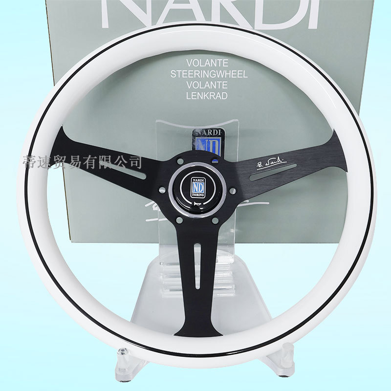 Cross-Border Hot-Selling Nd Universal 14-Inch 350mm White Abs Steering Wheel, Racing Steering Wheel with 74mm Hole Spacing