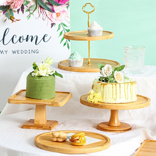 BB4C wholesale forest dessert table display stand wooden ornaments set layout bread cake tray snacks