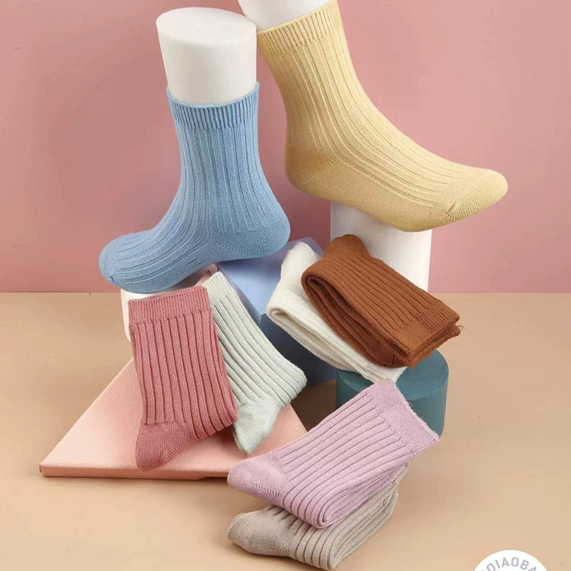 Детские носки Tangram, однотонные хлопковые зимние толстые носки, детские носки, детские чулки для средних и больших детей