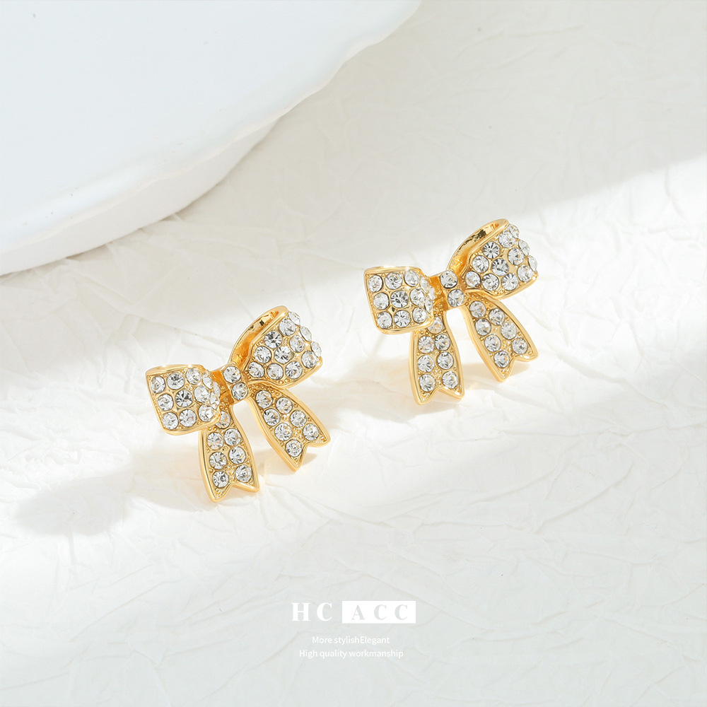 amazon-hot-selling-fashion-copper-plated-real-gold-inlaid-zircon-bow-earrings-elegant-style-elegant-womens-ear-jewelry