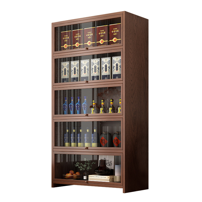 Gabinete de vino de madera sólida contra la pared sala de estar estante de exhibición estante de vino comercial 2023 nuevo estilo chino nuevo estilo doméstico