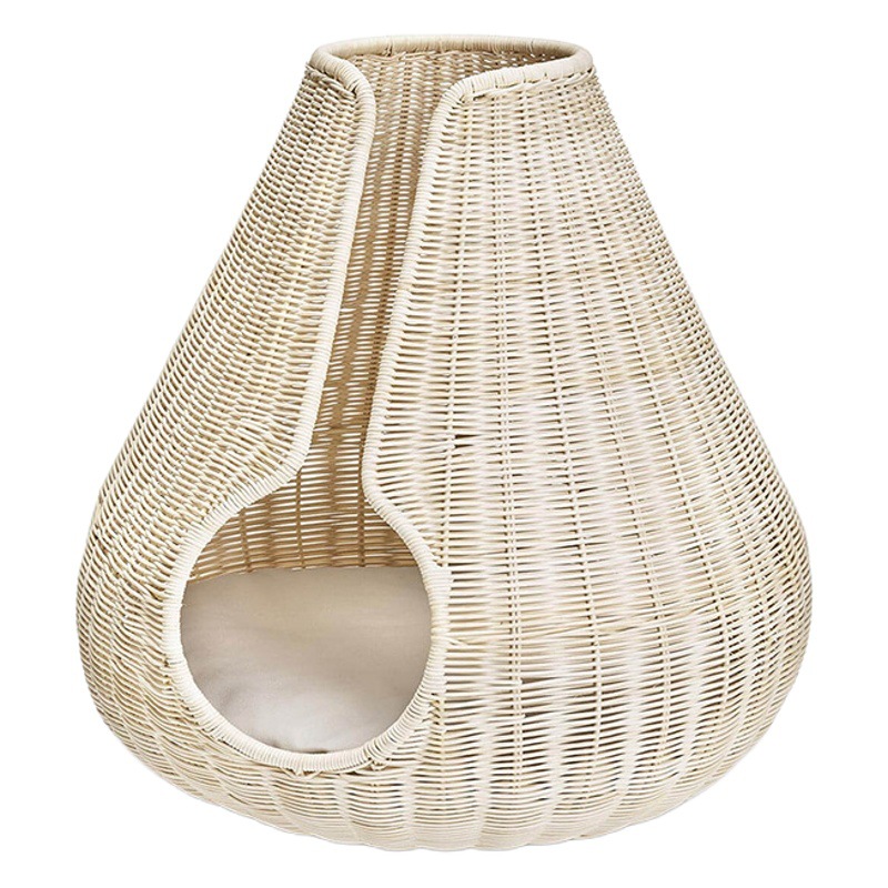 Tejido a mano otoño e invierno cálido nido de mascotas gatito cerrado gato cama casa gato suministros ratán gato nido