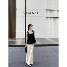 夏季修身显瘦休闲百搭无袖上衣搭配气质高腰A字半身裙套装