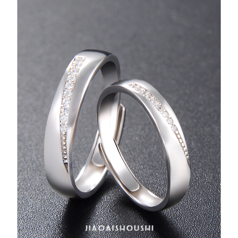 Anillo de moda coreano s925 plata esterlina simple anillo de pareja creativo para hombres y mujeres abertura para un par de anillos