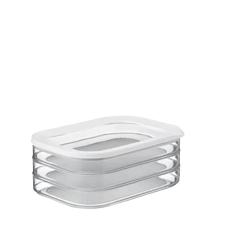 Caja de conservación de alimentos con tapa, organizador plástico transparente para carne refrigerada, apilable y sellada