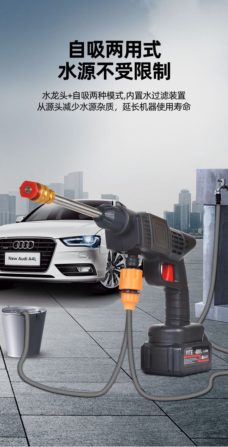Cross-Border New Wireless Home Car Washing Machine Portable Powerful Water Spray Gun Rechargeable Lithium Battery Car Washing High-Pressure Water Gun