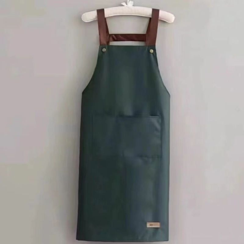 エプロン防水防油男女のキッチン料理は腰を囲んで純色のシンプルなストラップの大ポケットレストランの作業服が大きくなっている|undefined