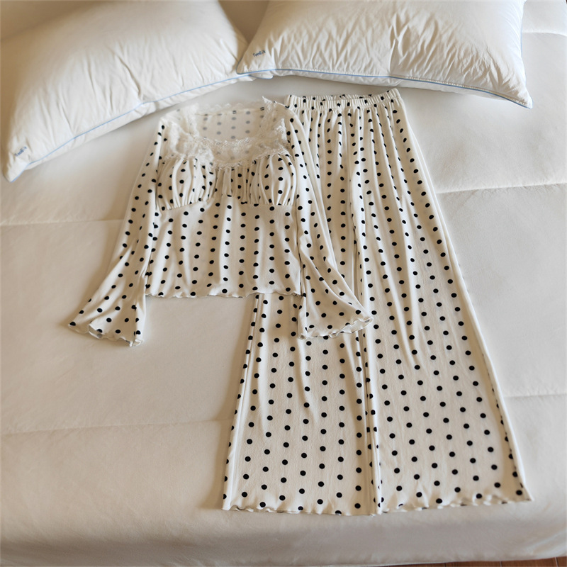 8642#(가슴 패드 포함) 슈트 화이트 도트 아일랜드 벨벳