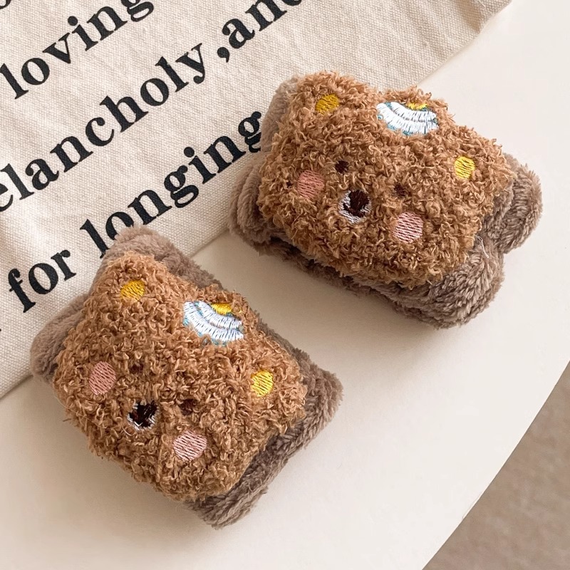 Caricatura encantadora muñeca de peluche intestino grueso anillo de cabello oso caño invierno corda clip de cabello cola de caballo joyeros de cabello nueva chica