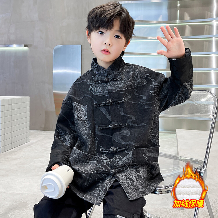 블랙 기모 타이거 클라우드 데님 재킷