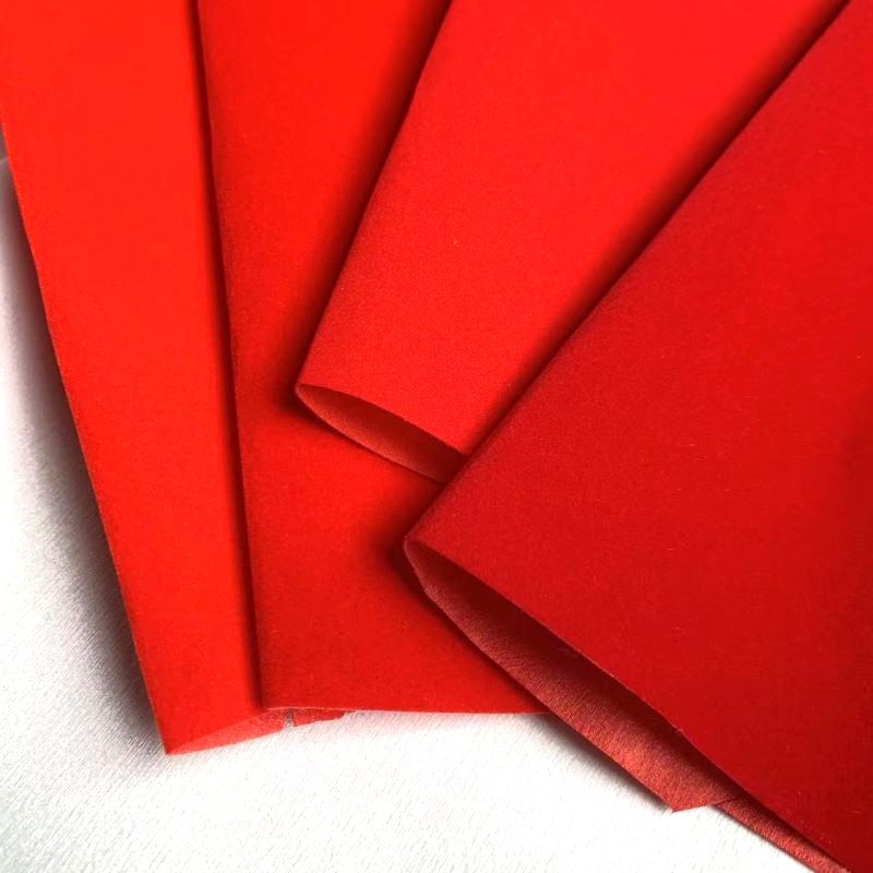 现货大红色植绒布剪纸激光雕刻窗花植绒