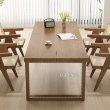北欧客厅白蜡木餐桌家用长方形吃饭桌休闲区实木办公学习电脑书桌