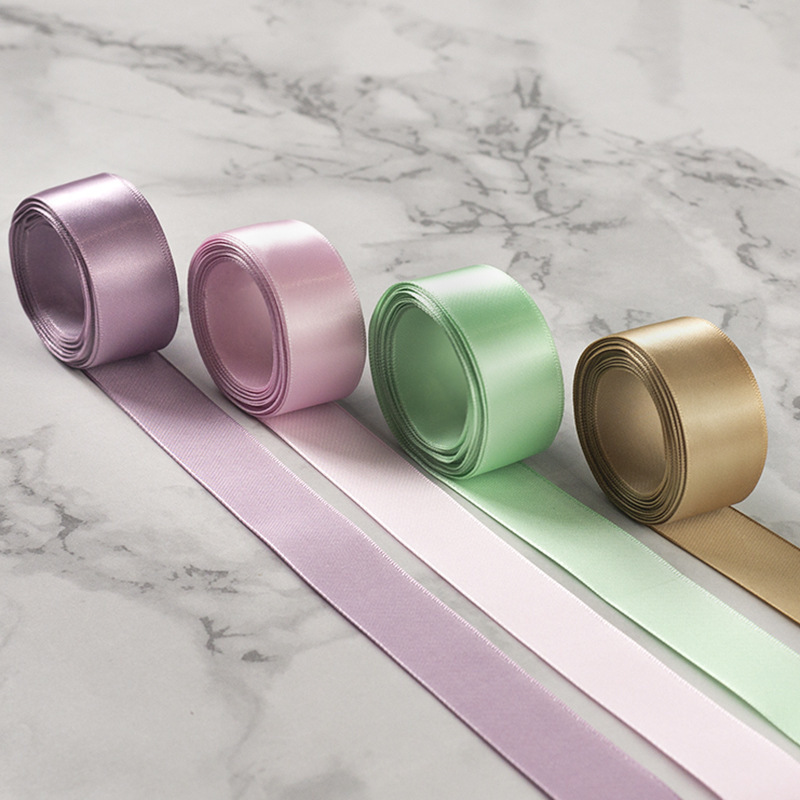 2.5cm Single-Sided Polyester Pure Color Ribbon Gift Packaging Ribbon Wedding Birthday Supermarket Convenience Store Strap Wholesale