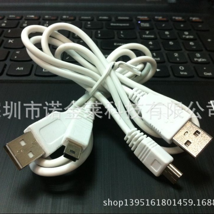 适用于MP3数据线迷你小音箱USB线mini5P梯口V3充电线纯铜丝白色