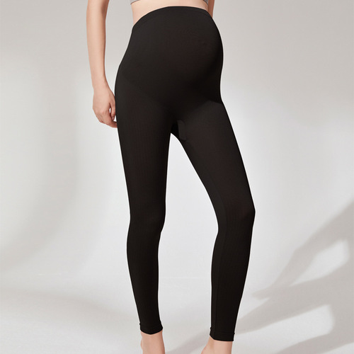Autumn and winter maternity leggings that don't fall off the crotch, high elastic waist and slight pressure for pregnant mothers, nine-minute long autumn pants for sale
