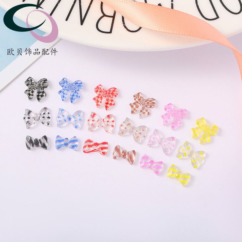 Nail light-sensitive color-changing bow ice-transparent fresh diamond decoration light-changing ribbon transparent nail decoration resin accessories