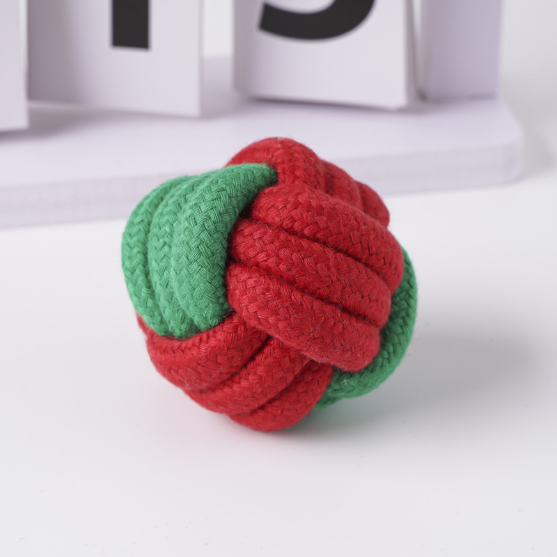Juguetes para perros de gran venta transfronterizos, juego de juguetes de cuerda de algodón navideños para mascotas, juguete para la dentición, alivio del aburrimiento, juguete navideño con nudos resistentes a las mordidas.