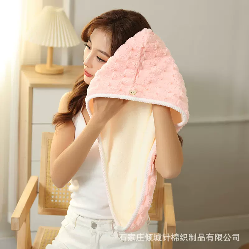 干发帽女吸水速干云朵格双层浴帽干发帽速干加大加厚珊瑚绒干发巾