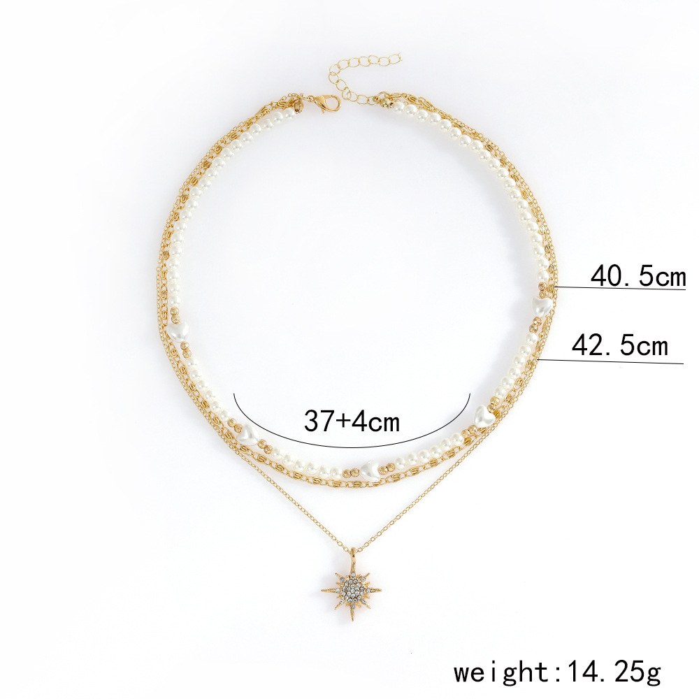 Fashion Geometric Star Imitation Pearl Alloy Plating Necklace