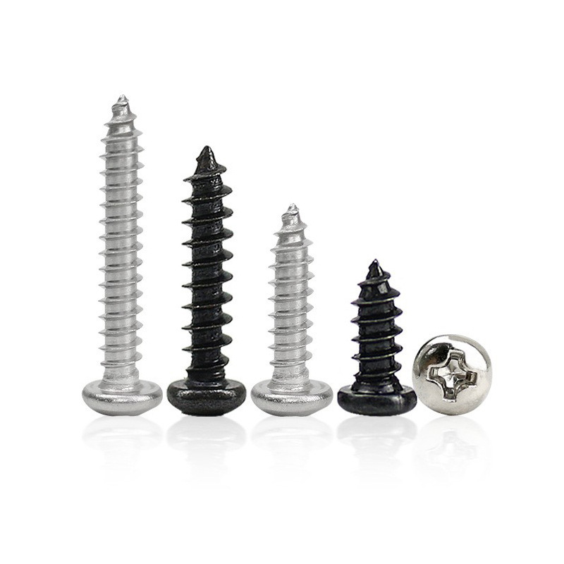 PA 크로스 라운드 헤드 셀프 태핑 나사 니켈 도금 검정색 팬 헤드 장난감 전자 정밀 소형 나사 M1M2M3M4