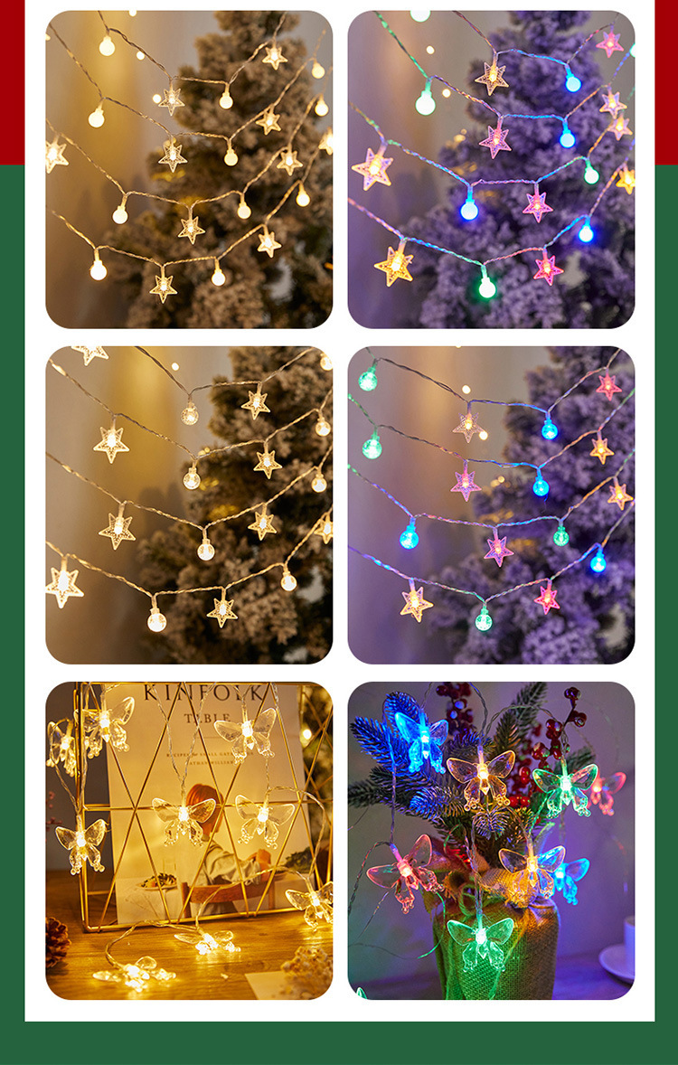 35g Weight String Lights Event & Party Supplies Christmas Cute Romantic Snowflake Plastic Christmas Family Gathering Party String Lights